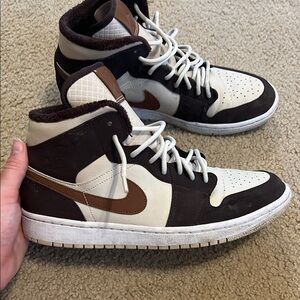 Men's Brown and Cream High-Top Sneakers